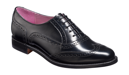 Freya - Black Hi-Shine Brogue Shoe Women