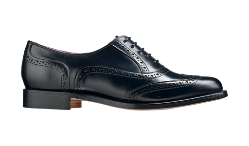 Freya - Black Hi-Shine Brogue Shoe Women
