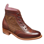 Grace - Walnut Calf Brown Tweed Women Lace up Boot