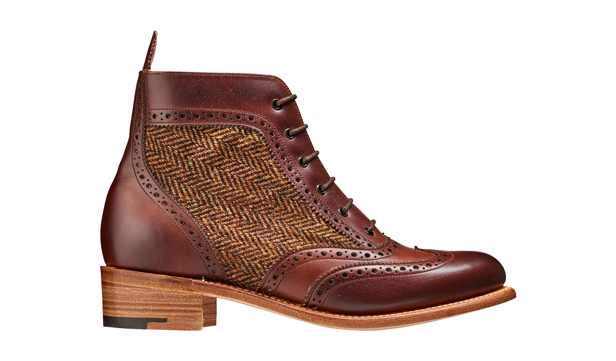 women's lace up dress boots Grace - Walnut Calf Brown Tweed | Women Lace up Boot