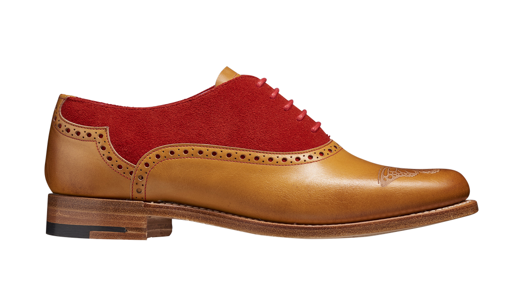 Gwen - Cedar Calf / Red Suede Oxford Shoe