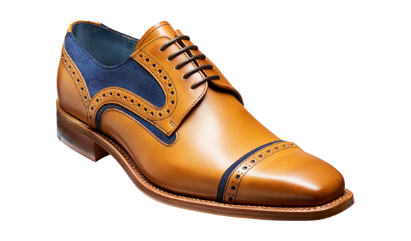 Haig - Cedar Calf / Blue Suede Toe Cap Derby Shoe