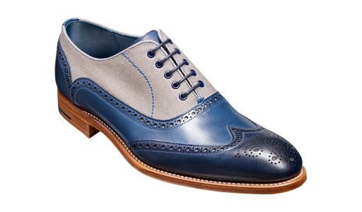 Lennon - Navy Hand Painted / Grey Canvas Brogue