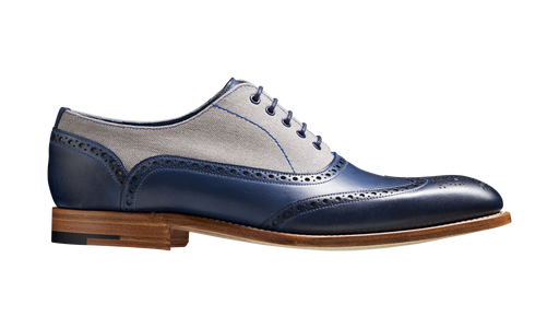 Lennon - Navy Hand Painted / Grey Canvas Brogue