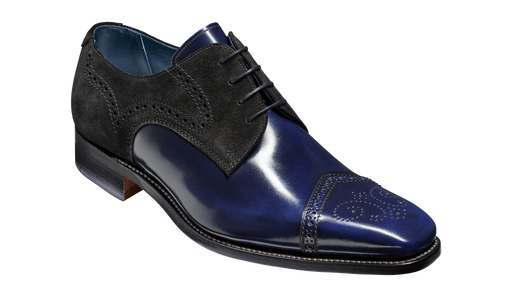 Luca - Navy Hi-Shine / Black Suede Semi Brogue