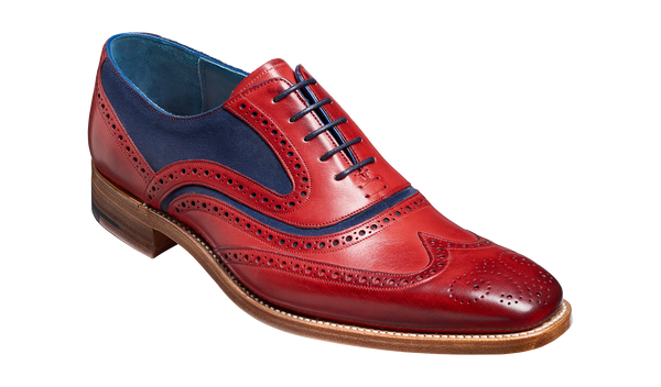 Barker McClean Brogue Size 7 Width F Barker Mens Stunning MCCLEAN Leather Shoes Tan, Blue suede  main image 3