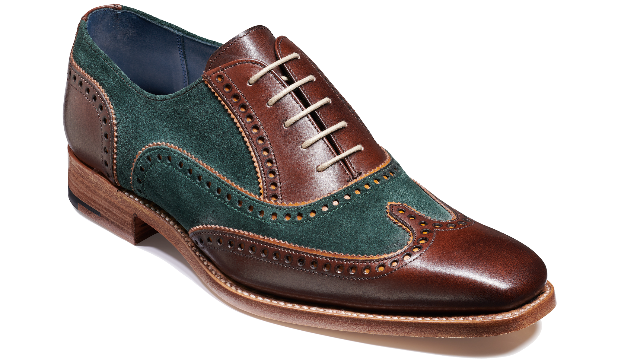 Spencer - Walnut Calf / Green Suede | Barker Shoes USA Spencer - Walnut Calf / Green Suede | Barker Shoes USA