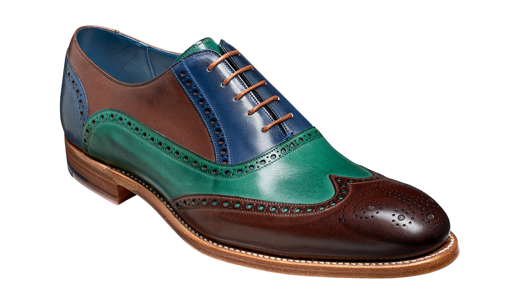 Valiant Multi - Ebony / Green / Blue Hand Painted Oxford Brogue