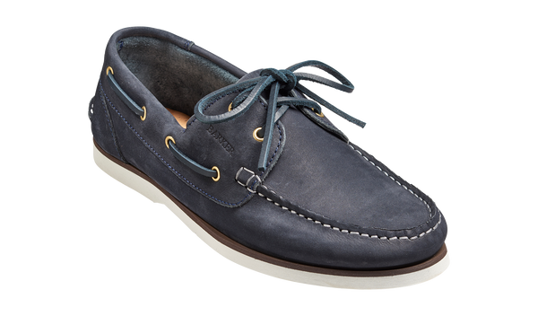 Wallis Navy Suede Boat Shoe Barker Shoes USA