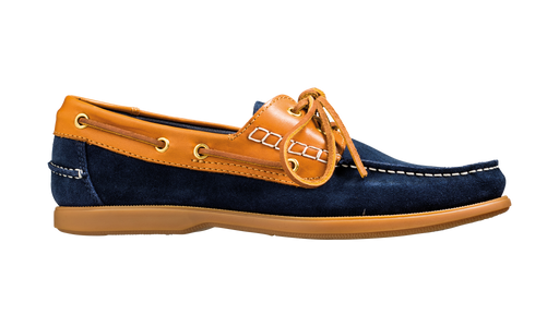 Wallis - Navy Blue Suede / Cedar Collar Boat Shoe
