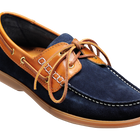 Wallis - Navy Blue Suede / Cedar Collar Boat Shoe