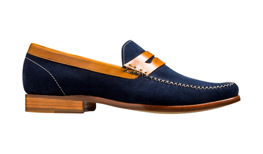 William - Navy Suede / Cedar Collar Loafer