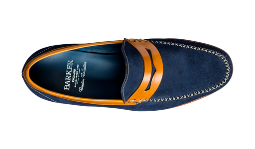 William - Navy Suede / Cedar Collar Loafer